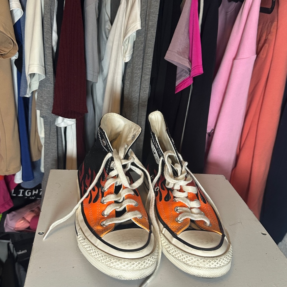 Orange Flame High-Top Sneakers